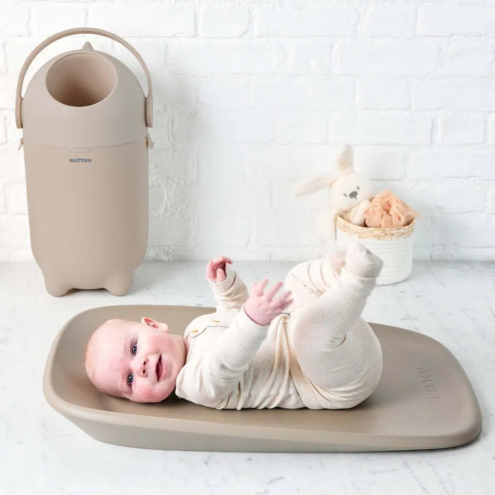 Nattou Dropy Nappy Bin and Changing Pad - Taupe