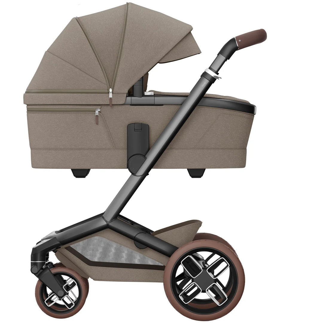 Maxi-Cosi Fame 14 Piece Premium Travel System + Home Bundle - Twillic Truffle/Brown