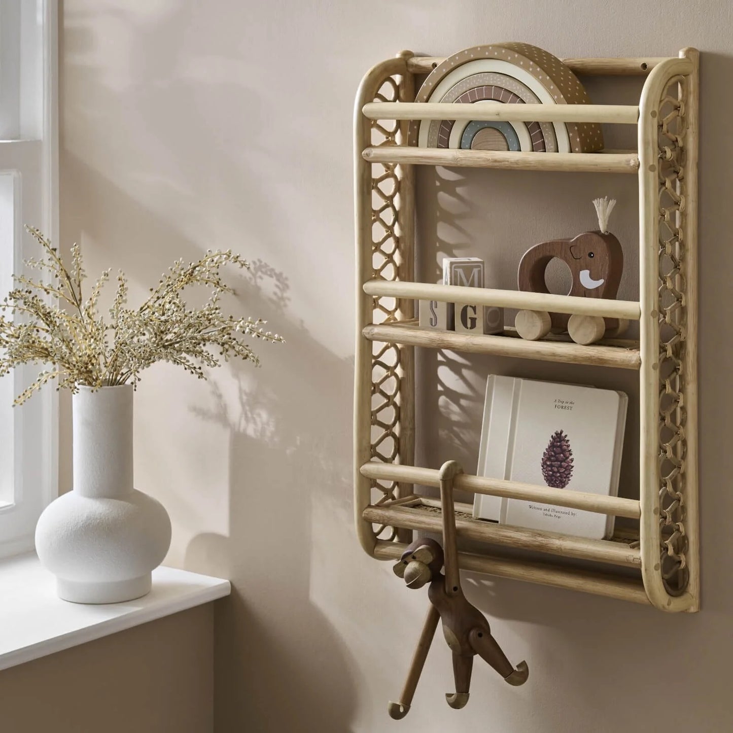 CuddleCo Aria Wave Bookshelf - Rattan