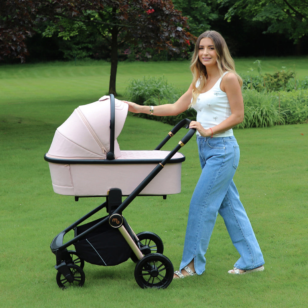 My Babiie MB450i 3in1 Travel System with Rotating Car Seat + Base - Pastel Pink
