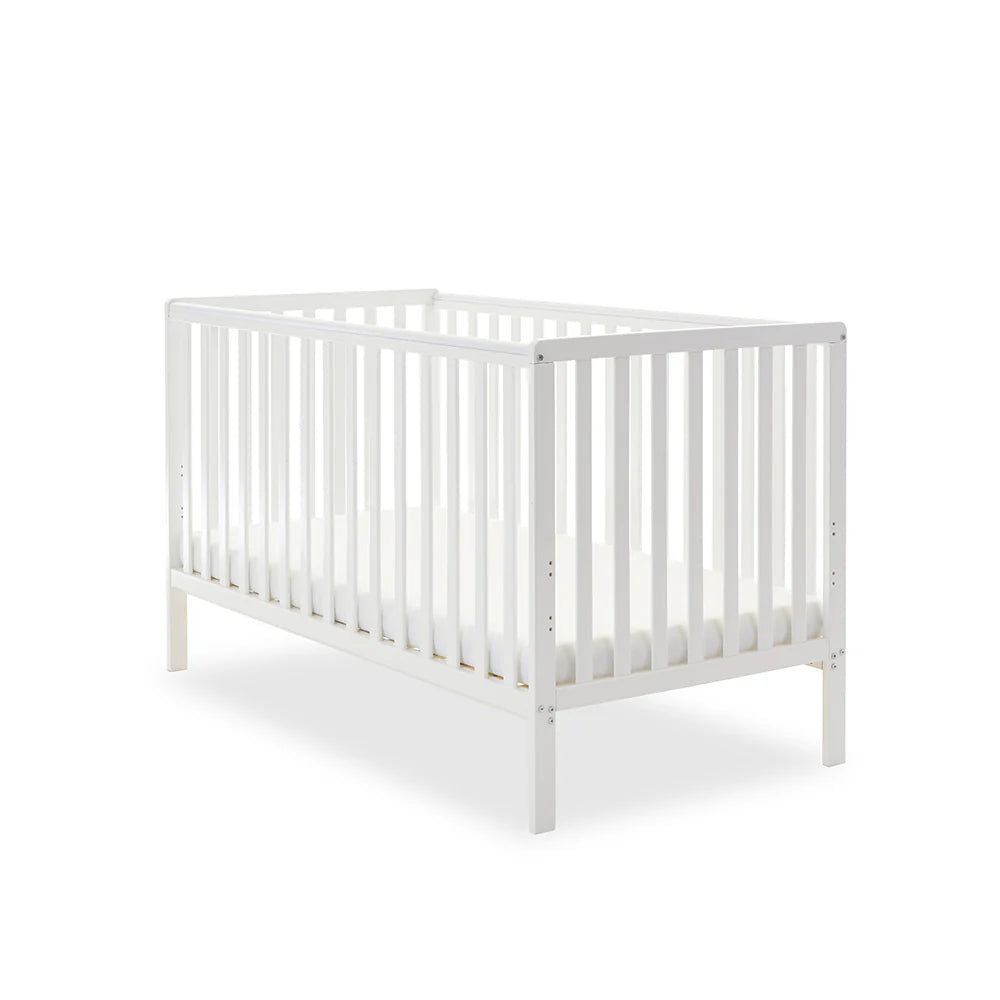 Obaby Bantam Cot Bed + Fibre Mattress - White