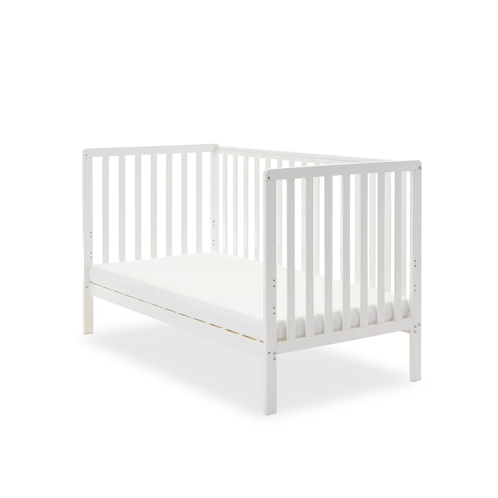 Obaby Bantam Cot Bed + Fibre Mattress - White