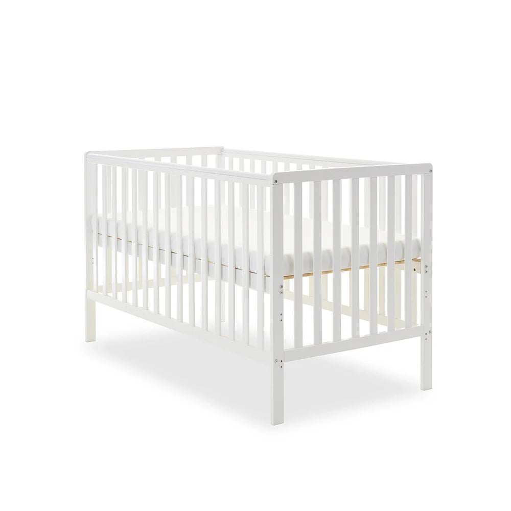 Obaby Bantam Cot Bed + Fibre Mattress - White