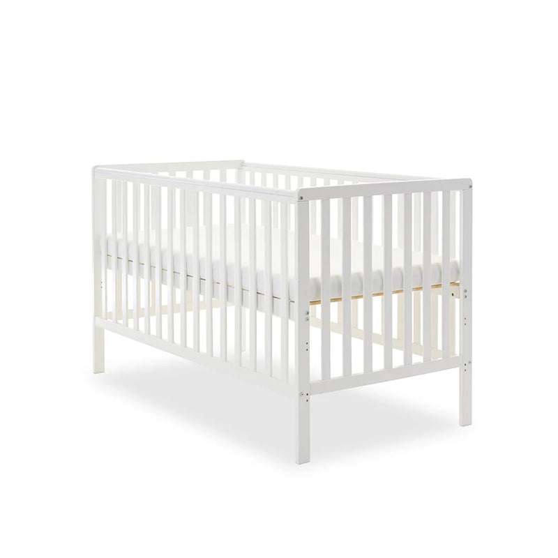 Obaby Bantam Cot Bed + Fibre Mattress - White