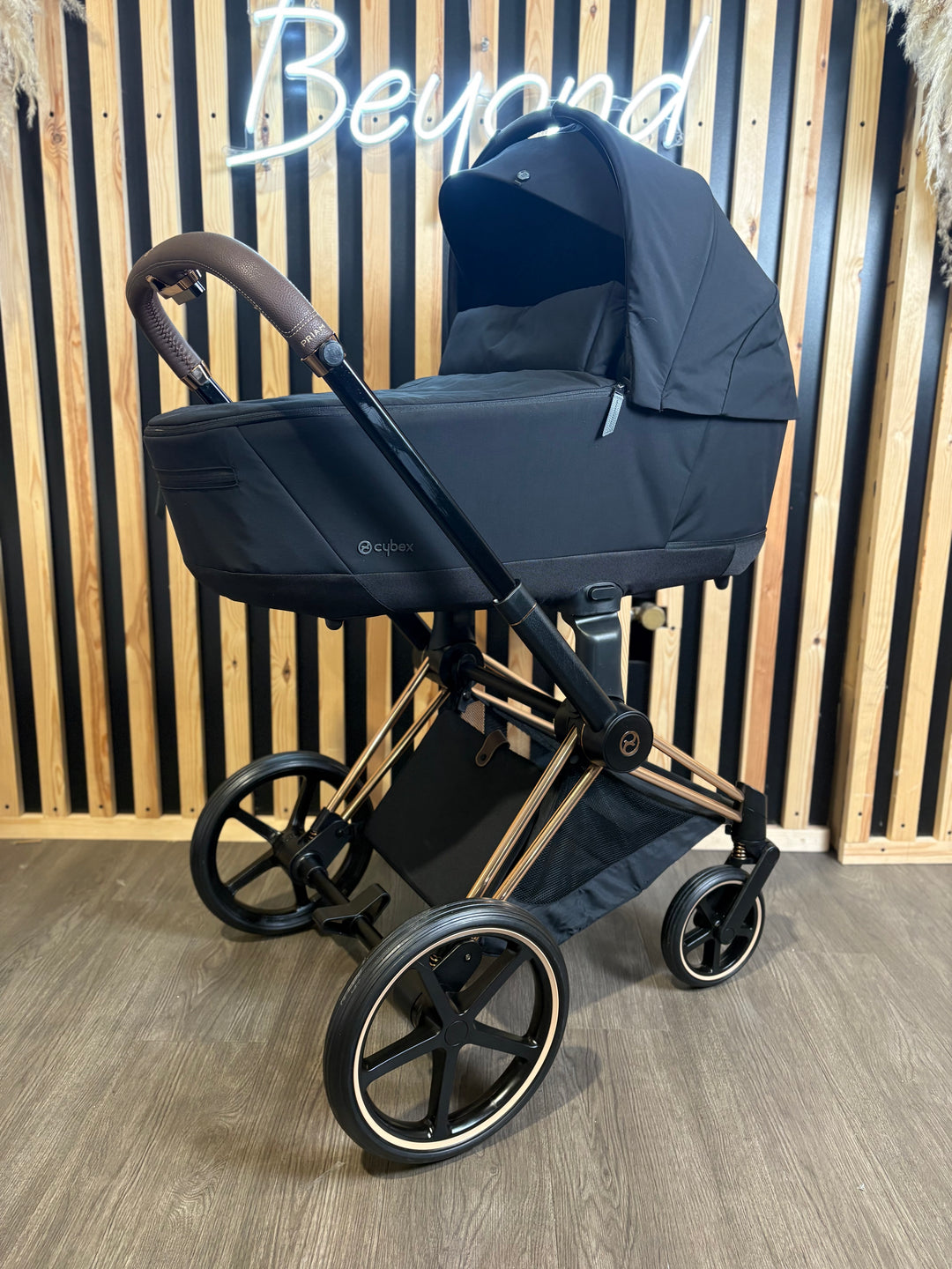 PRE LOVED Cybex Priam Travel System - Sepia Black on Rose Gold