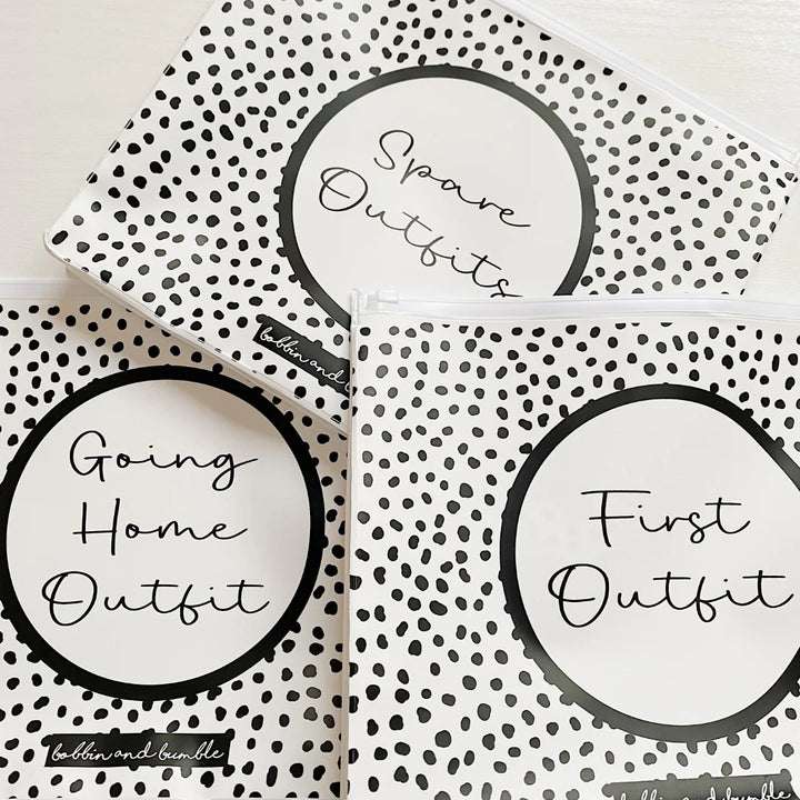 Bobbin & Bumble Zip Lock Hospital Bag Organiser Pouches - Spotty Print