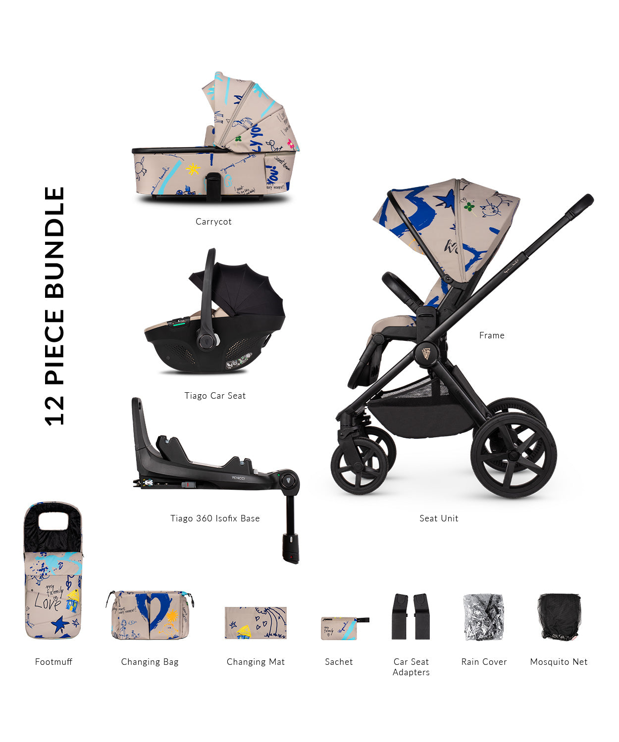 Venicci Upline2 4in1 Travel System Inc 360 Base - Special Edition Draft Beige