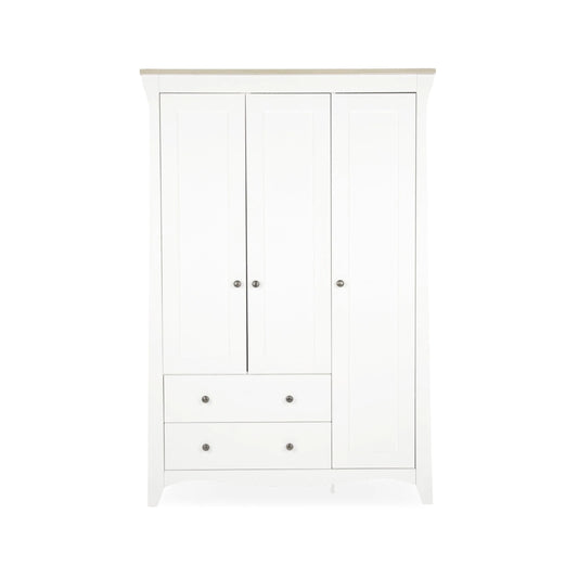 CuddleCo Clara 3 Door Triple Wardrobe - White & Ash