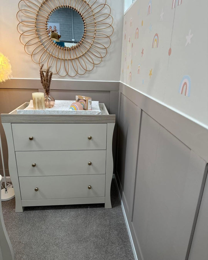 EX DISPLAY Little Acorns Celeste 3 Piece Nursery Furniture - Cashmere & Grey Ash (COLLECTION & LOCAL DELIVERY ONLY)