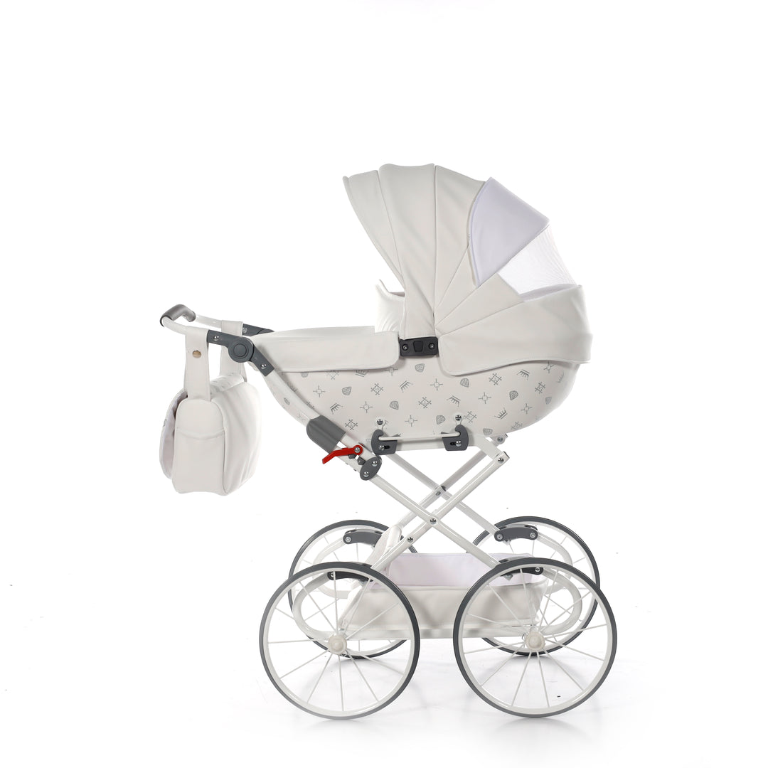 Junama IMPERIAL CLASSIC MINI WHITE LARGE WHEELS DOLLS PRAM