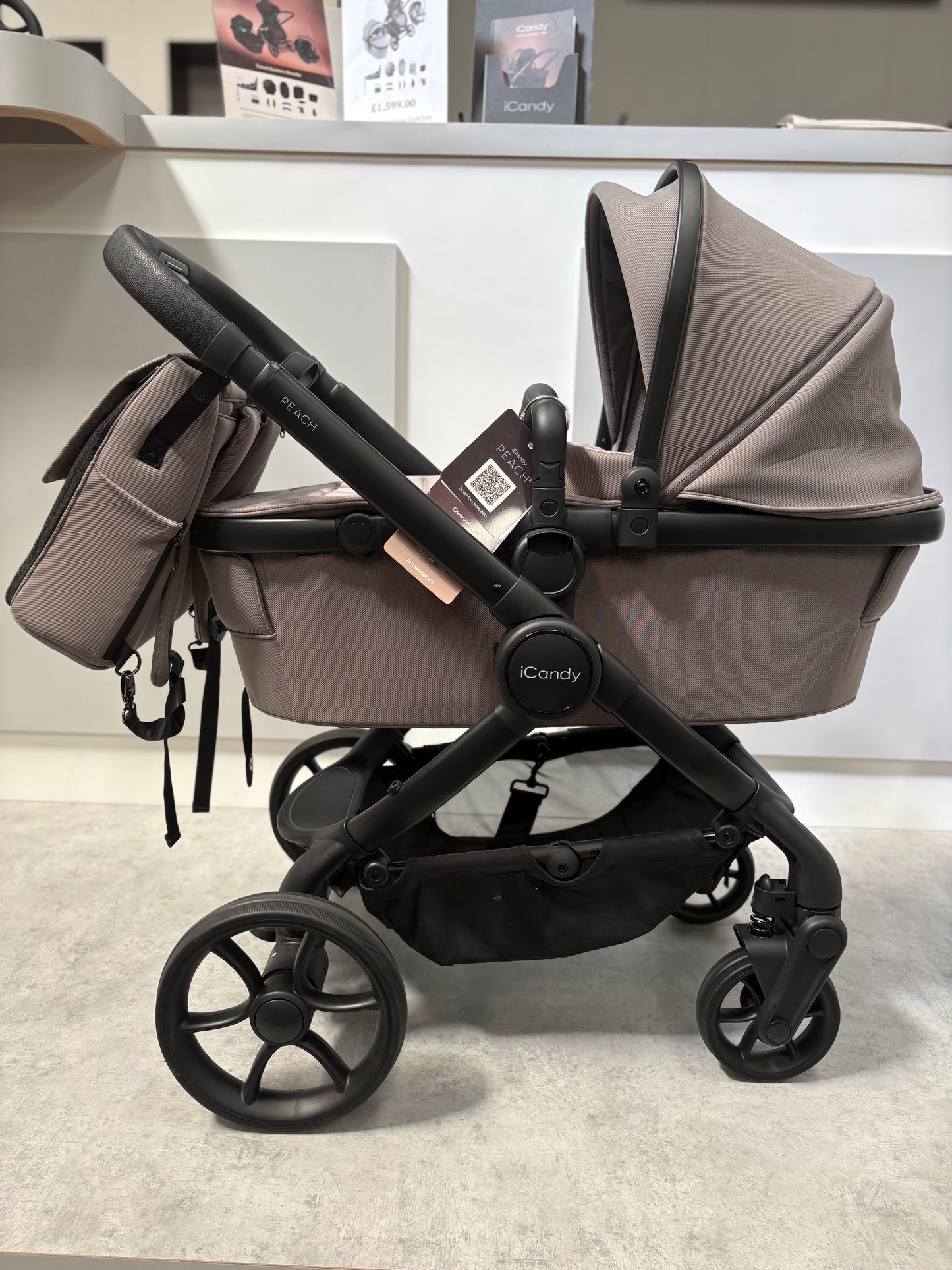 EX DISPLAY iCandy Peach 8 Pram, Pushchair + Accessories - Porcini