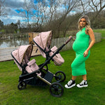 My Babiie MB33 Tandem Pushchair with 2 Infant Carriers & 2 Bases - Giraffe