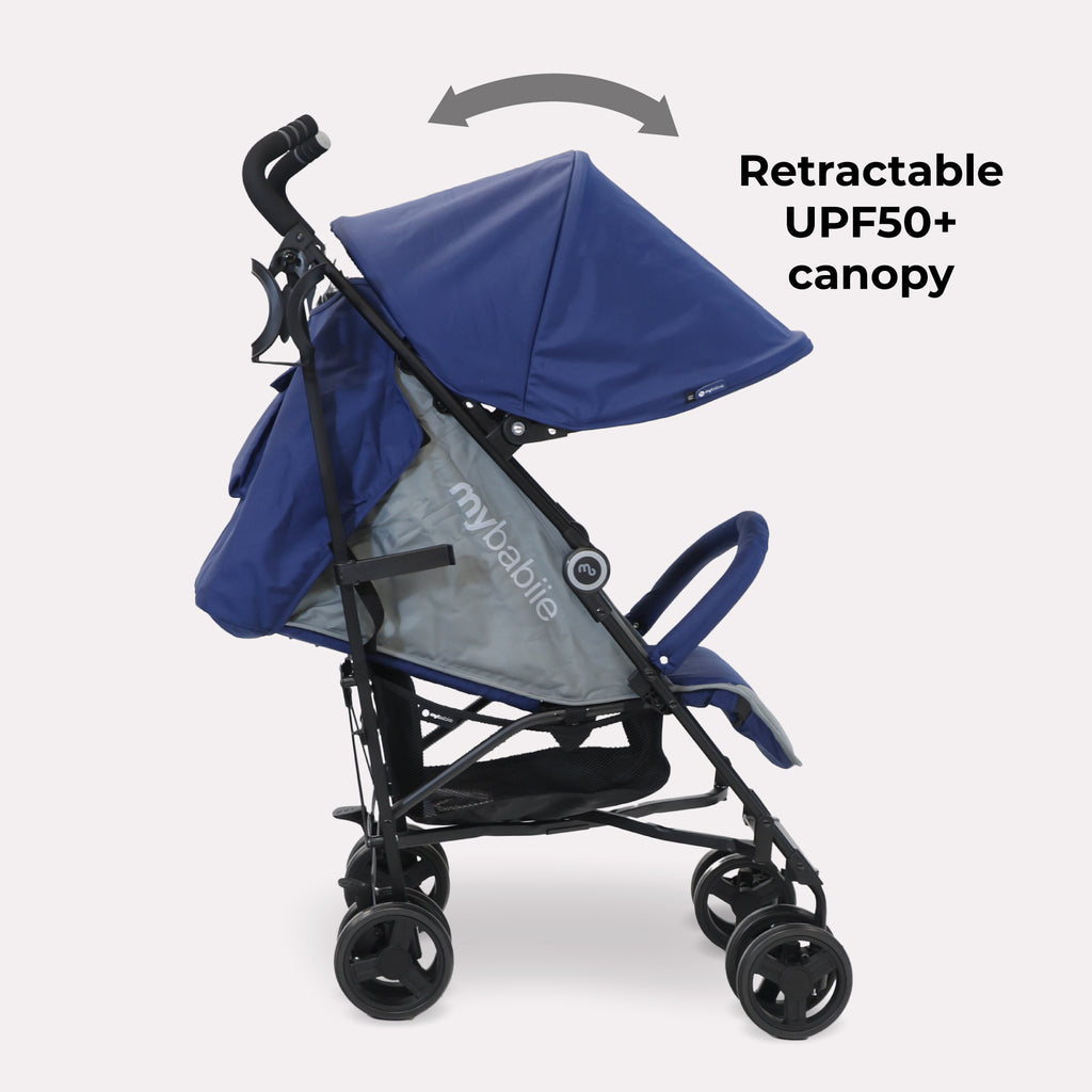 My Babiie MB02 Plus Lightweight Stroller - Blue/Grey