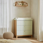 EX DISPLAY CuddleCo Remi 3 Piece Nursery Furniture Set - Oak & Green (LOCAL DELIVERY OR COLLECTION)