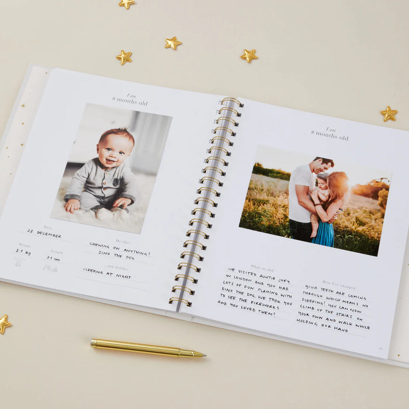Blush & Gold My Baby Book - Baby Record Book - Misty Grey
