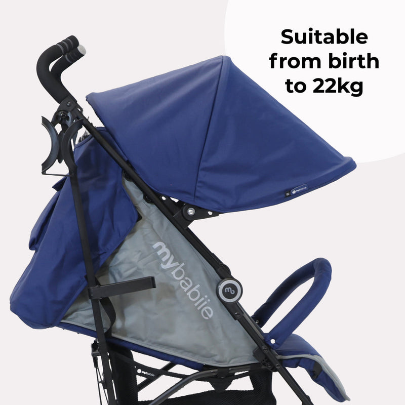 My Babiie MB02 Plus Lightweight Stroller - Blue/Grey