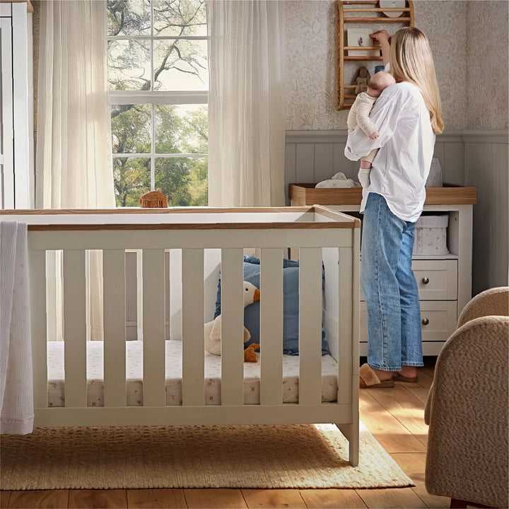 CuddleCo Burford Cot Bed - White & Oak