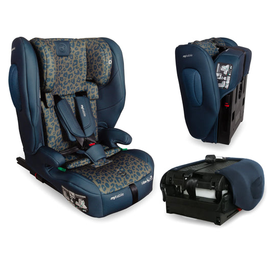 My Babiie MBCS80 Foldable Toddler to Booster R129 Car Seat with Isofix - Navy Leopard