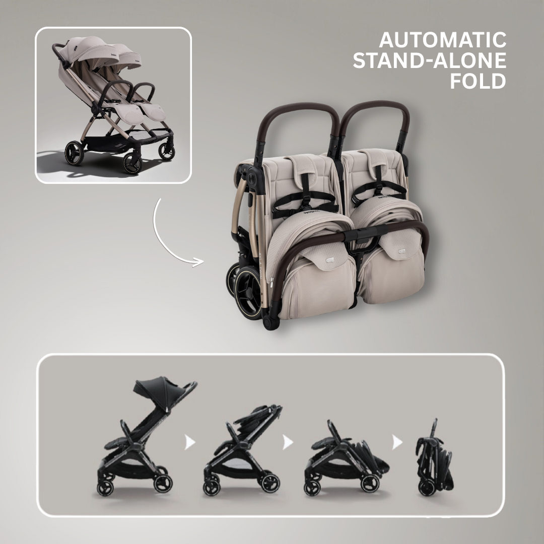 JoviKids Ayla Compact Twin Pushchair - Beige