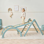 Tutti Bambini Scala Montessori 3 In 1 Pikler Climbing Frame With Climbing Wall - Ocean Stone