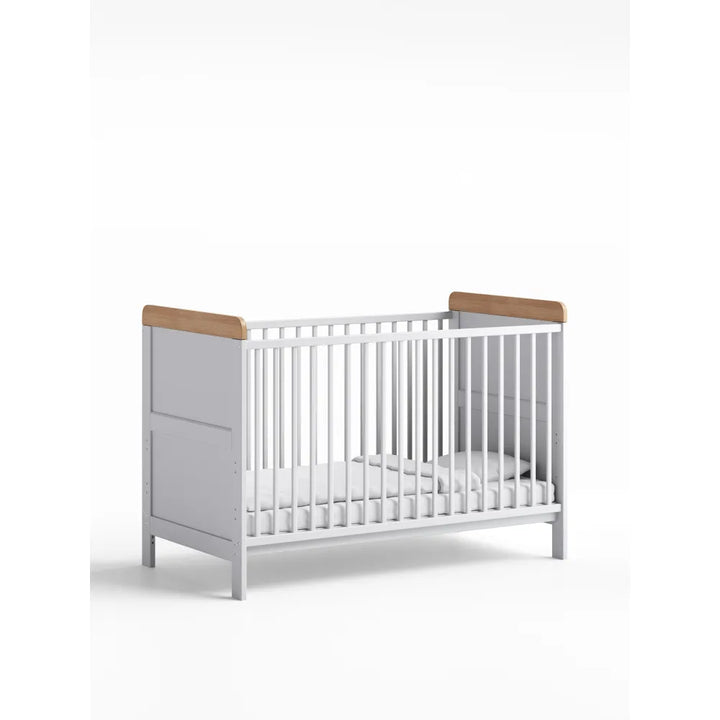 Little Acorns Classic 3 Piece Nursery Furniture Room Set Includes Cot Bed, Dresser & Wardrobe – White and Oak