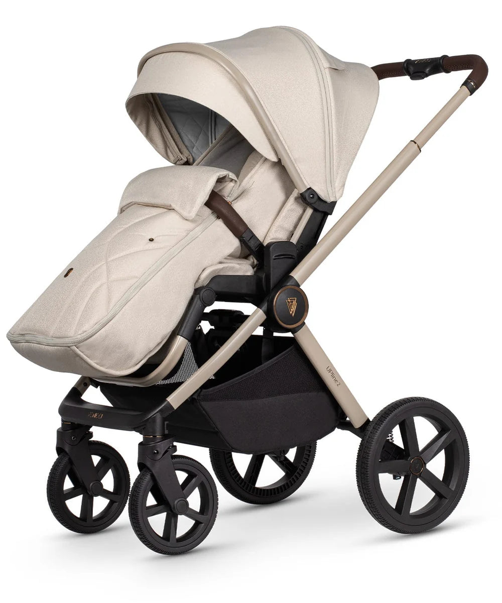 Venicci Upline2 Pushchair, Carrycot + Accessories Travel System Bundle - Stone Beige