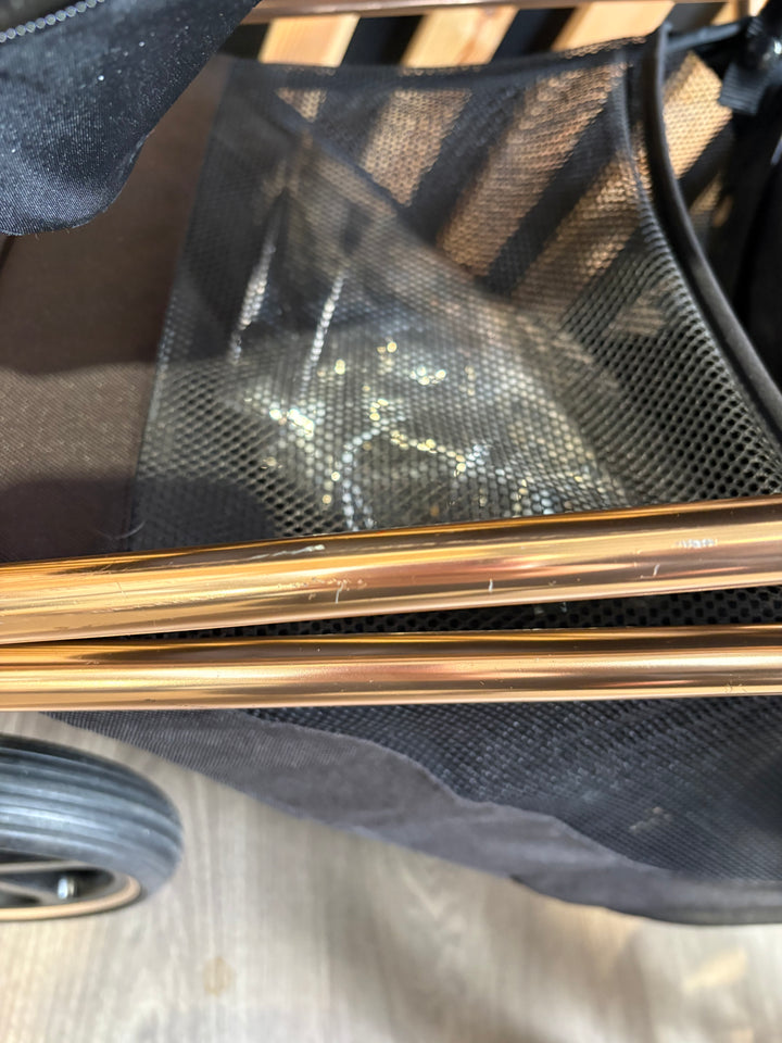 PRE LOVED Cybex Priam Pushchair inc. Cloud T Car Seat - Sepia Black on Rose Gold