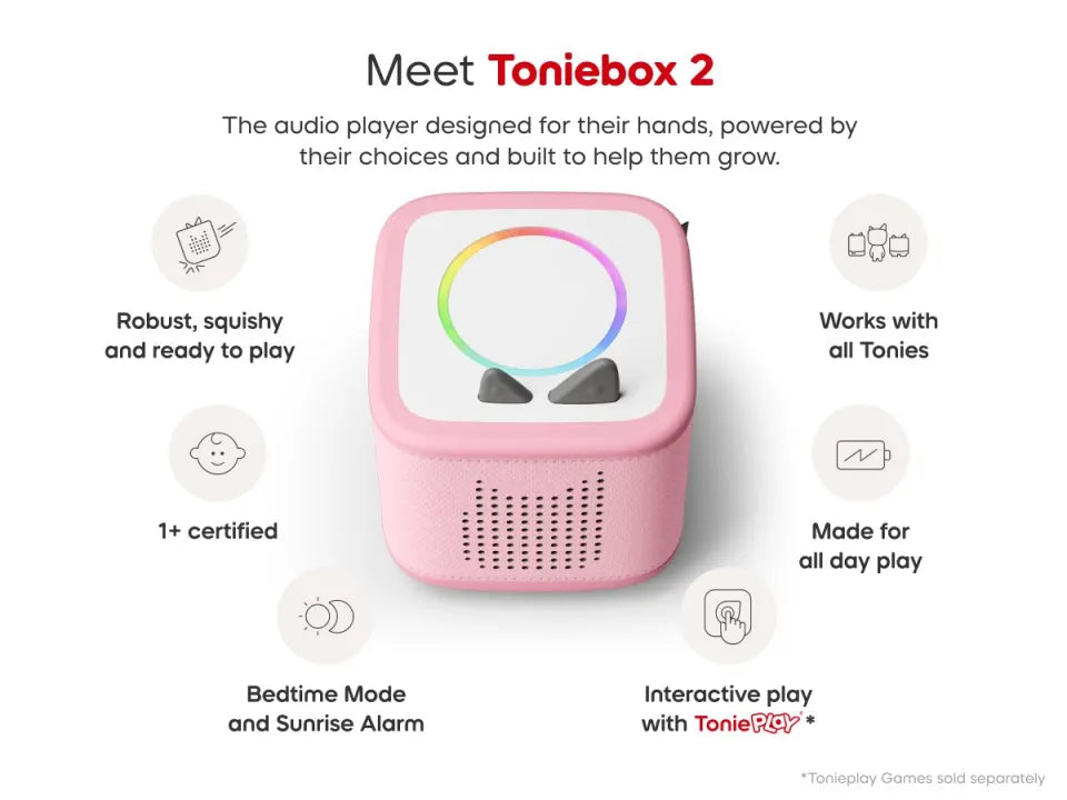 tonies Toniebox 2 Play Set with Paw Patrol Chase Tonie, Tonieplay Game & Tonieplay Controller - Cloud Pink