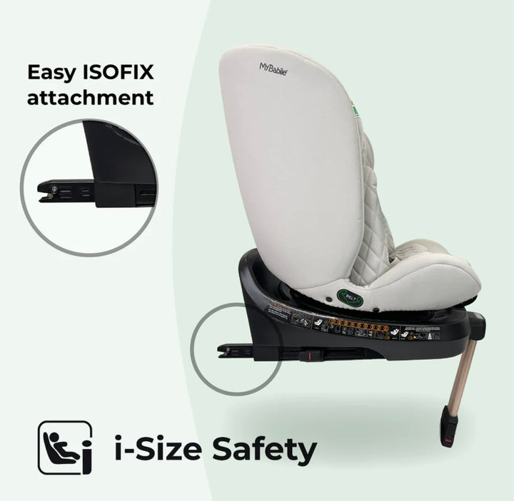 My Babiie MBCSSPIN i-Size (40-150cm) Spin Car Seat - Stone