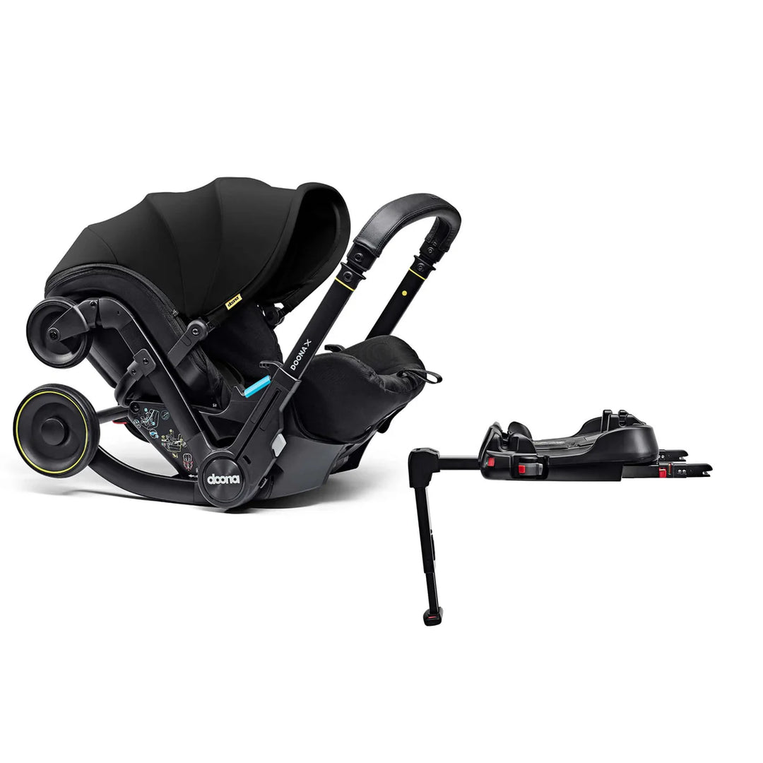 Doona X Recline Car Seat & Stroller with Isofix Base & Rain Cover Bundle - Nitro Black