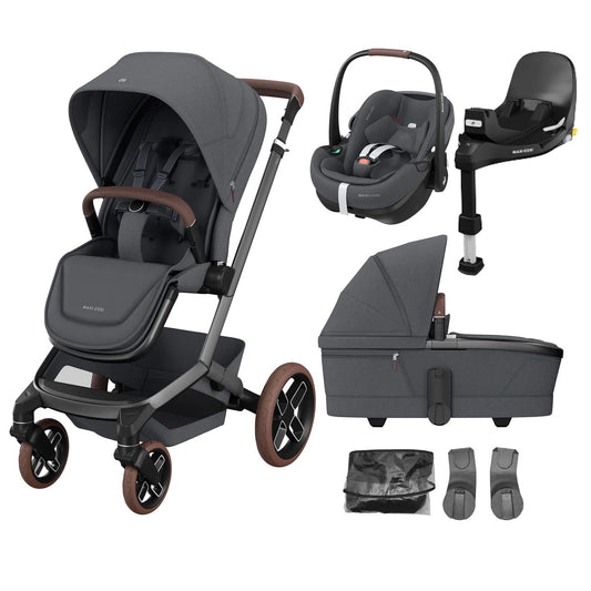 Maxi-Cosi Fame 6 Piece Travel System Bundle - Twillic Graphite/Brown