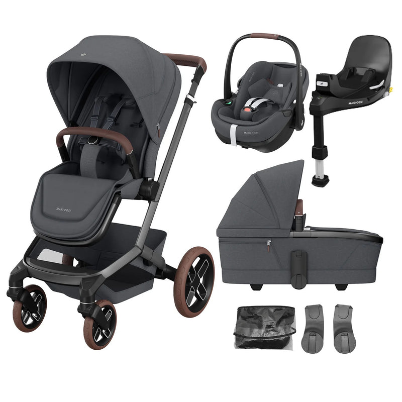 Maxi-Cosi Fame 6 Piece Travel System Bundle - Twillic Graphite/Brown