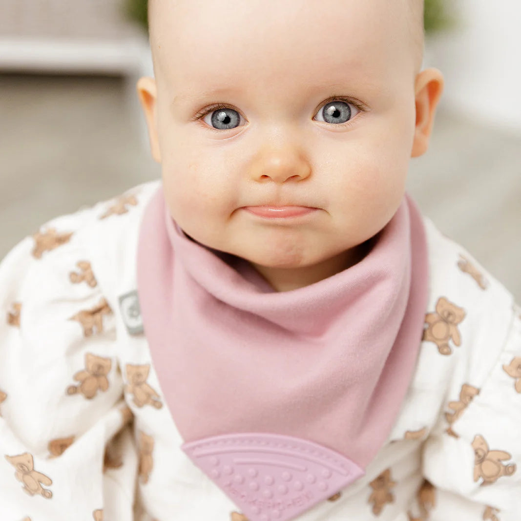 Cheeky Chompers Neckerchew Teething Dribble Bib - Dusty Pink