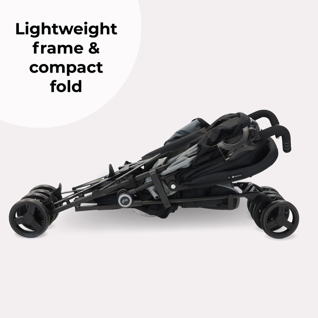 My Babiie MB02 Plus Lightweight Stroller - Black/Grey