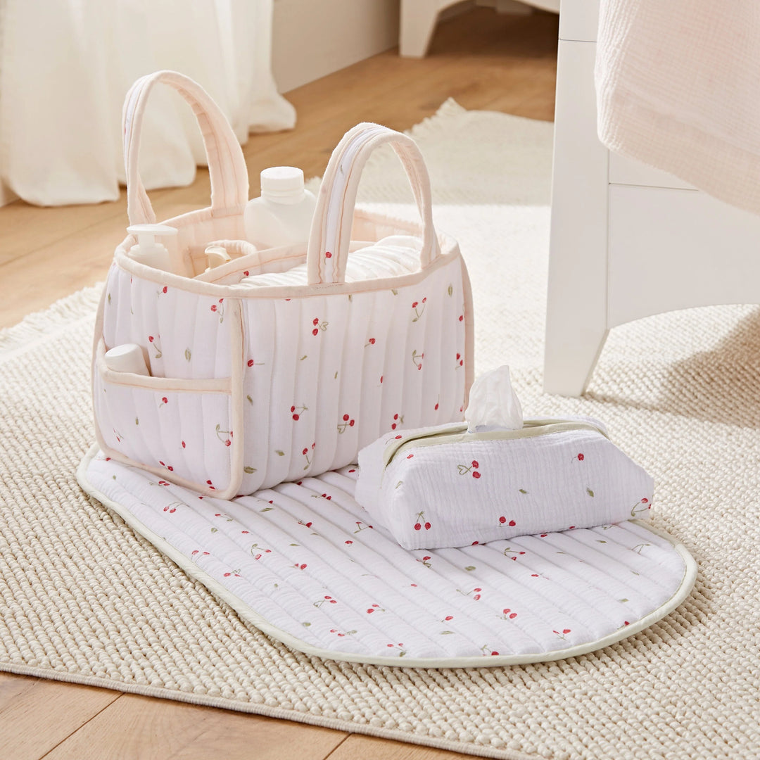 CuddleCo Nappy Caddy Set - Ditsy Cherry
