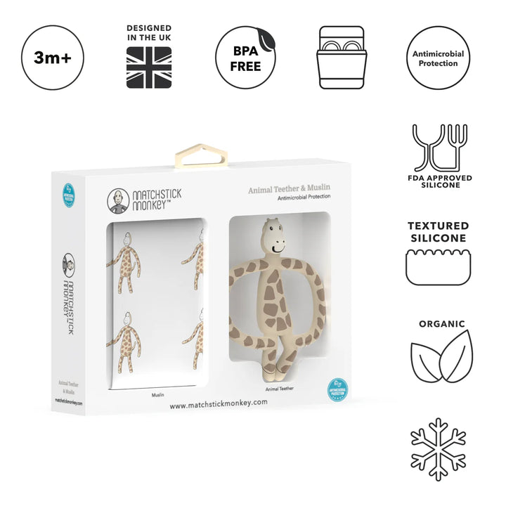 Matchstick Monkey Muslin & Teether Gift Set - Gigi Giraffe