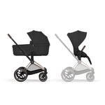 Cybex Priam Comfort Pushchair & Foldable Carrycot - Sepia Black/Rose Gold
