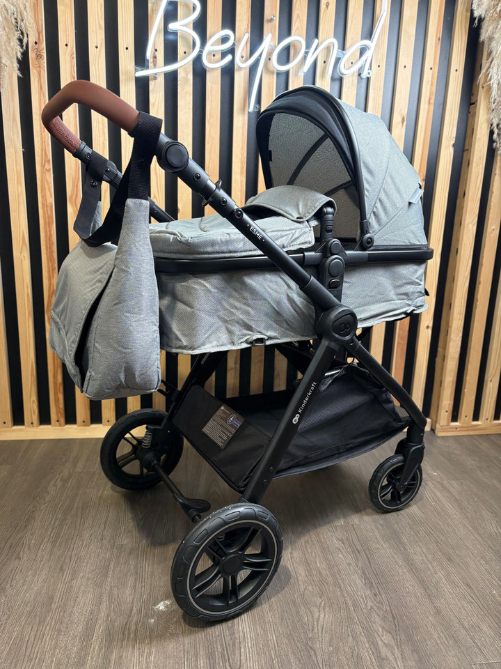 EX DISPLAY Kinderkraft Esme Pram + Pushchair + Brand New Mink Pro Car Seat - Moonlight Grey