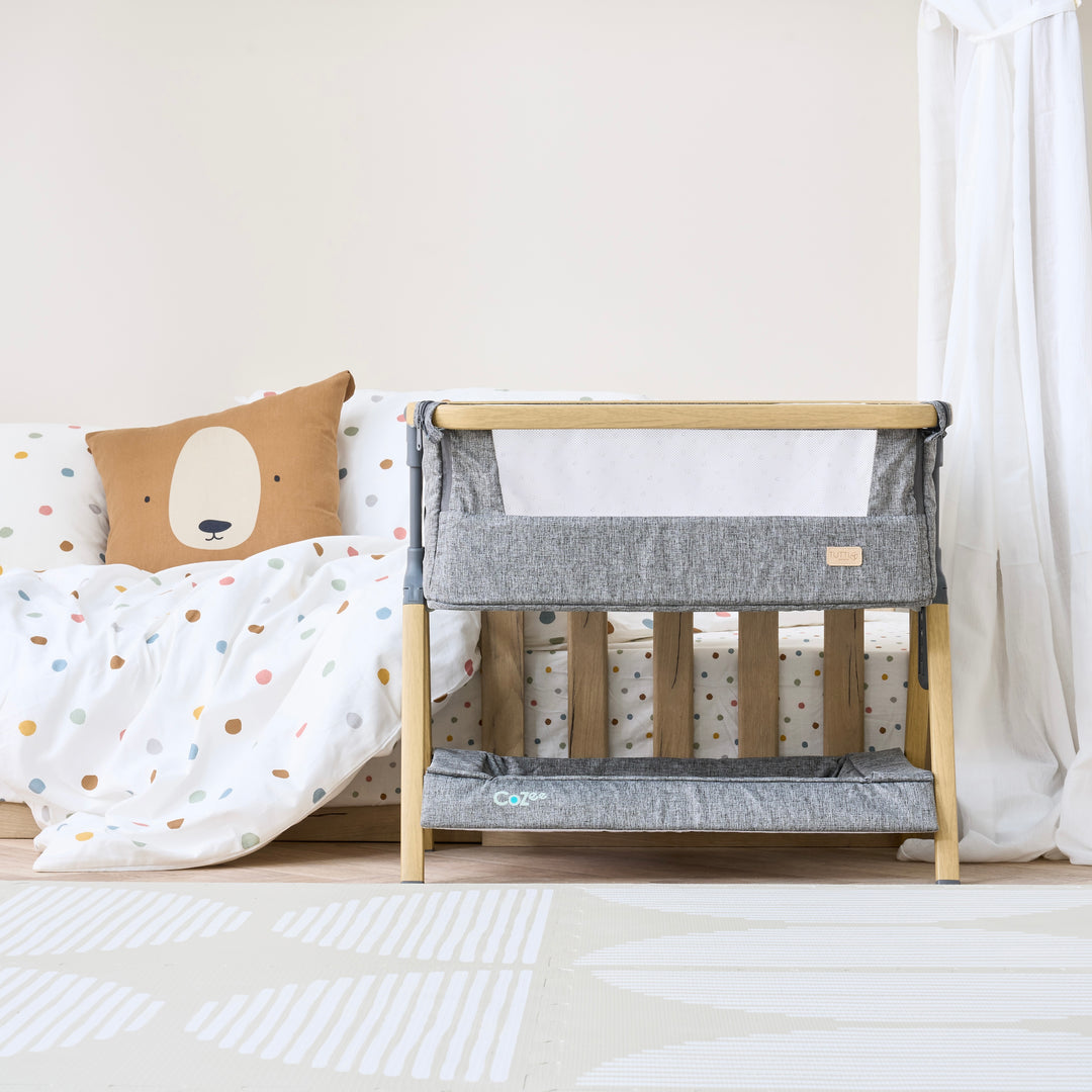 Tutti Bambini CoZee Mini Me Play Crib - Oak & Charcoal