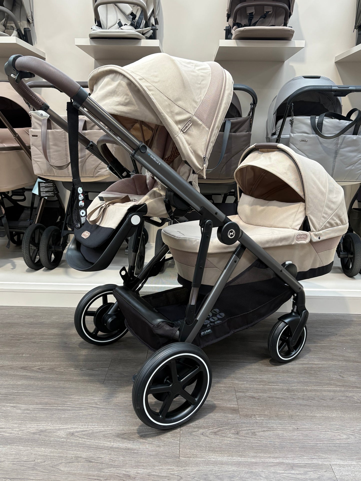 PRE LOVED Cybex e-Gazelle Double Pushchair - Almond Beige