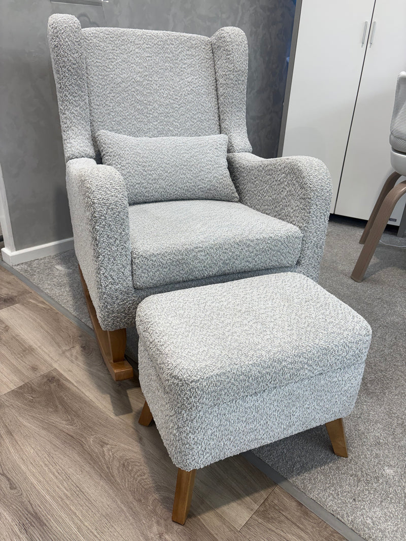 EX DISPLAY Tutti Bambini Harper Rocking Chair & Footstool - Cloud Grey (COLLECTION OR LOCAL DELIVERY ONLY)