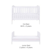 Tutti Bambini Rio Cot Bed, Changer and Mattress – White/Dove Grey