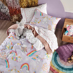 Unicorniverse Kids 100% Cotton Toddler Bed Duvet Cover Set - Lilac