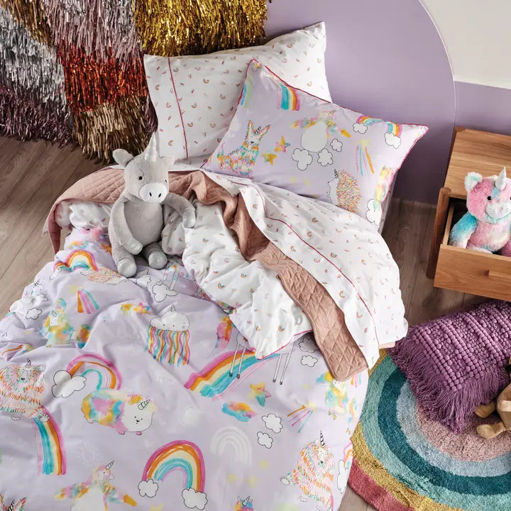 Unicorniverse Kids 100% Cotton Toddler Bed Duvet Cover Set - Lilac