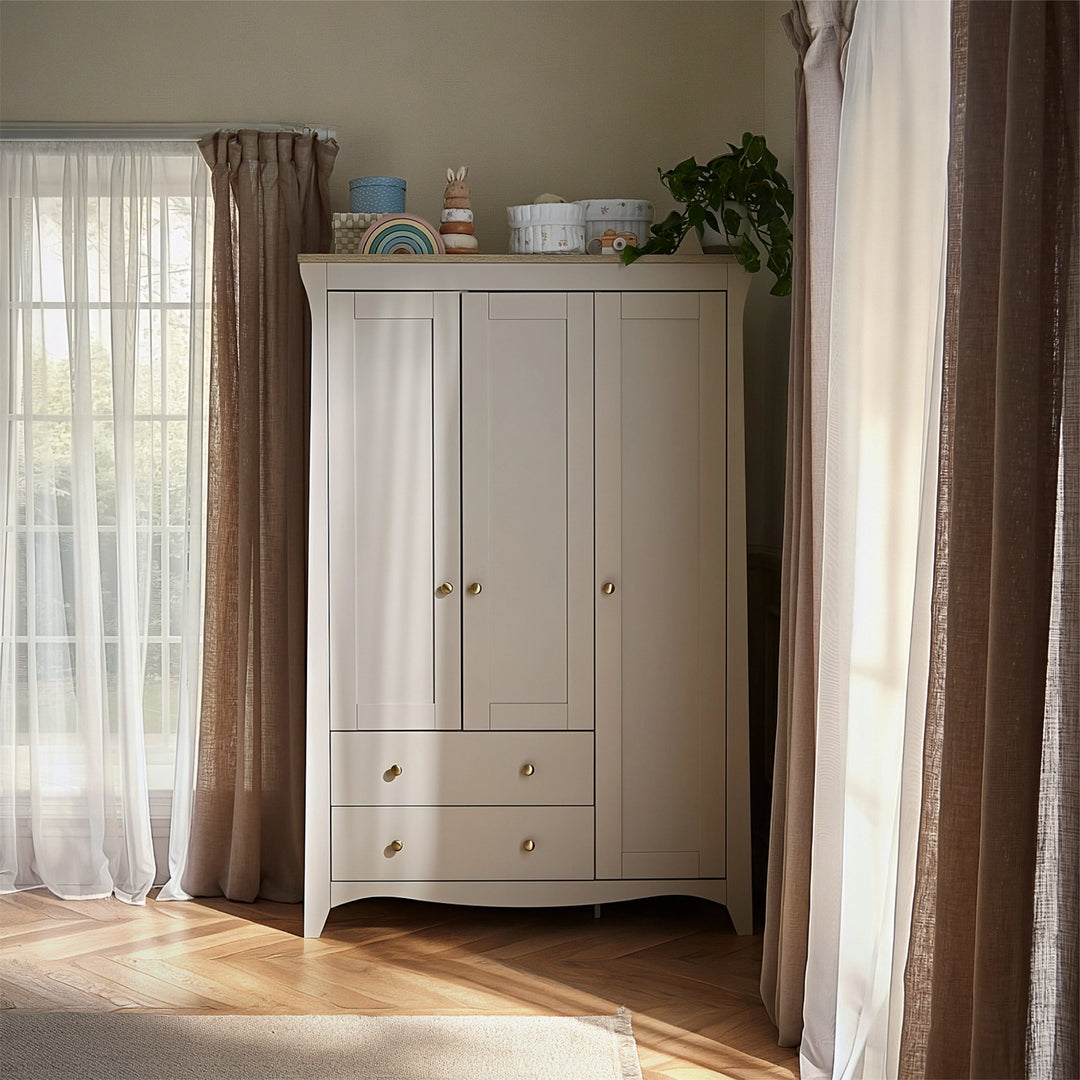 CuddleCo Clara 3 Door Triple Wardrobe - Cashmere & Ash