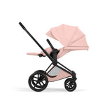 Cybex Priam Style Luxury Travel System Bundle Inc Foldable Carrycot - Peach Pink/Matt Black