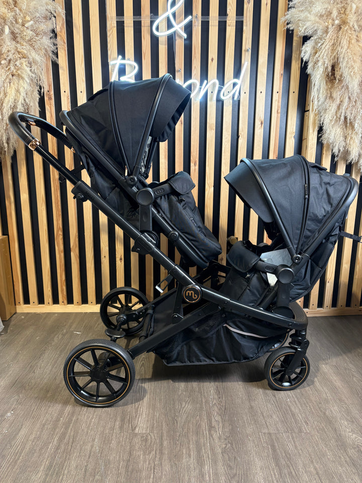 PRE LOVED My Babiie MB33 Twin Pushchair with Infant Carrier - Black Leopard