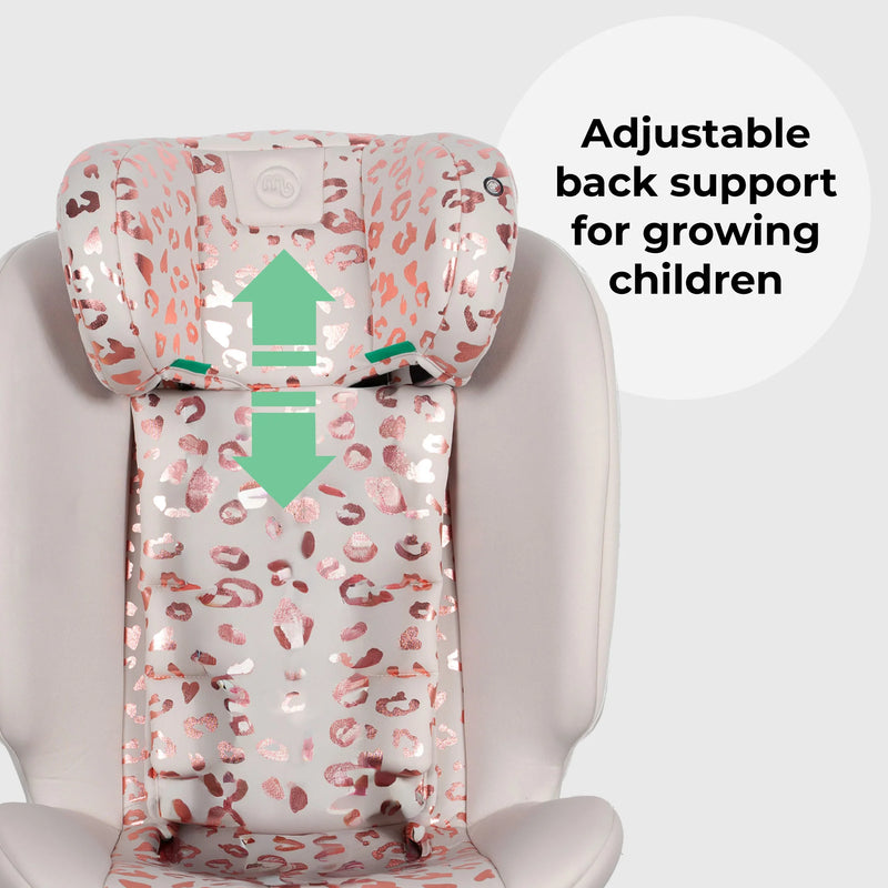 My Babiie MBCS200 Spin R129 Car Seat with Top Tether - Pink Leopard