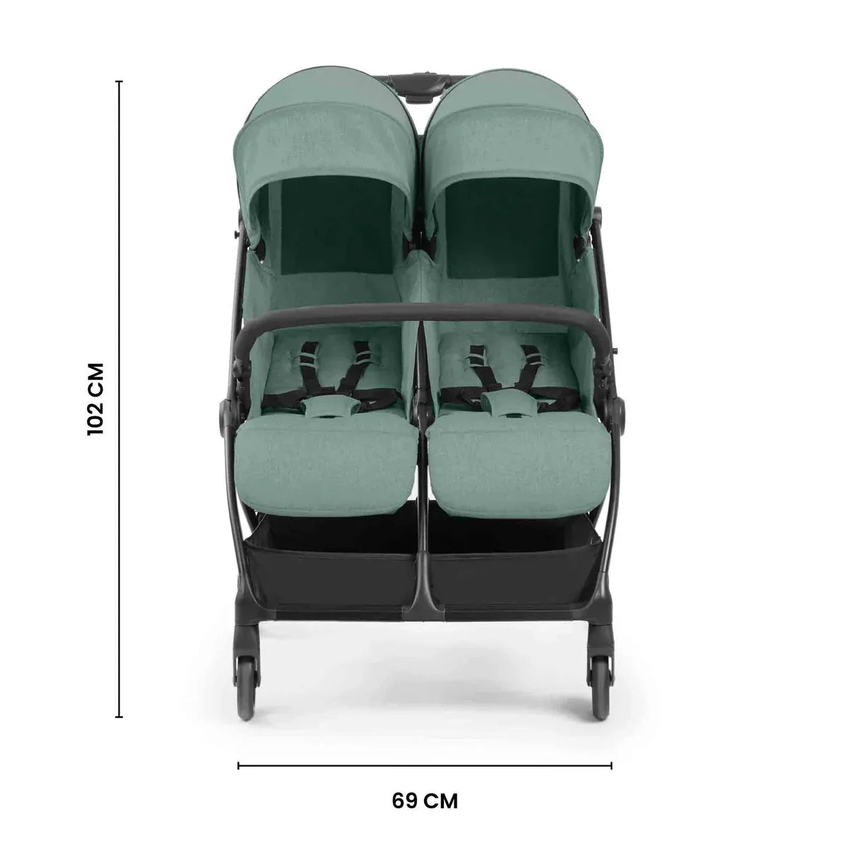 Ickle Bubba Aries Double Prime Autofold Stroller Bundle - Sage Green