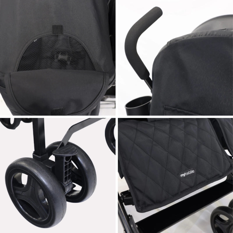 My Babiie MB12 Lightweight Twin Stroller - Black